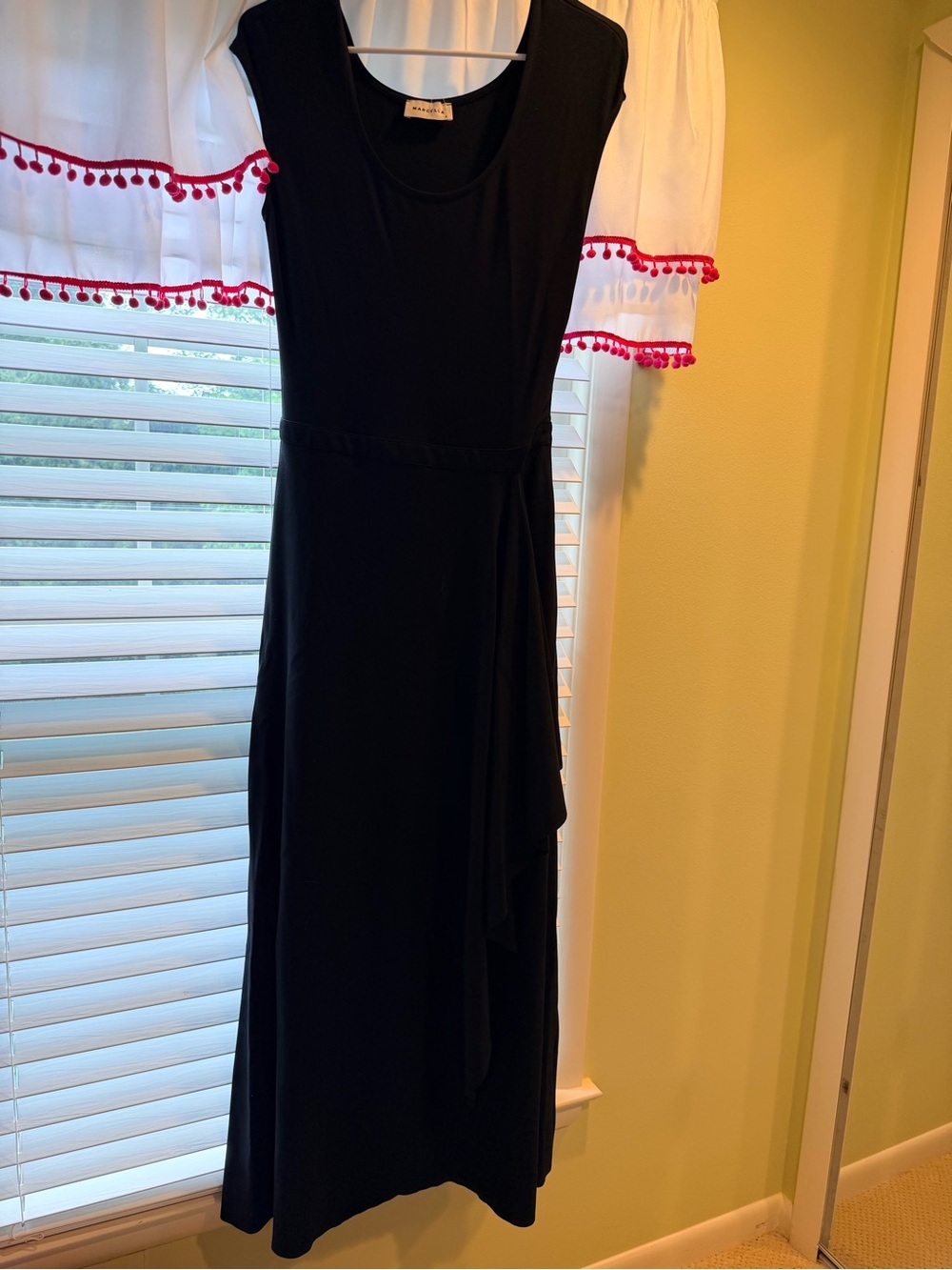 Black Sleeveless Midi Dress with Side Tie by Marcella